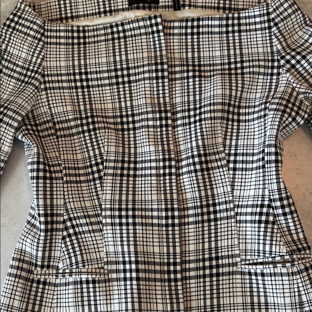 THEORY Off-the-Shoulder Long-Sleeve Brea Check Jacket Size 12